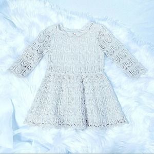 Cat & Jack Crochet Long Sleeve Dress White/Beige 18 Months
